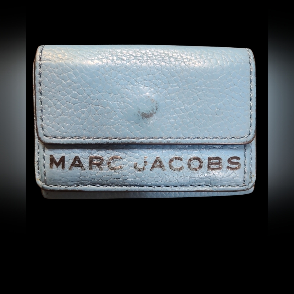 Marc Jacobs Light Blue Pebbled Leather Card Holder